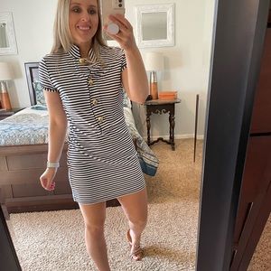 Sail to Sable STS Striped Button Down Collar Body Con Dress women’s size small